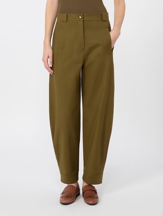 Брюки кольору хакі Max Mara з бавовни: фото 2 - Invogue