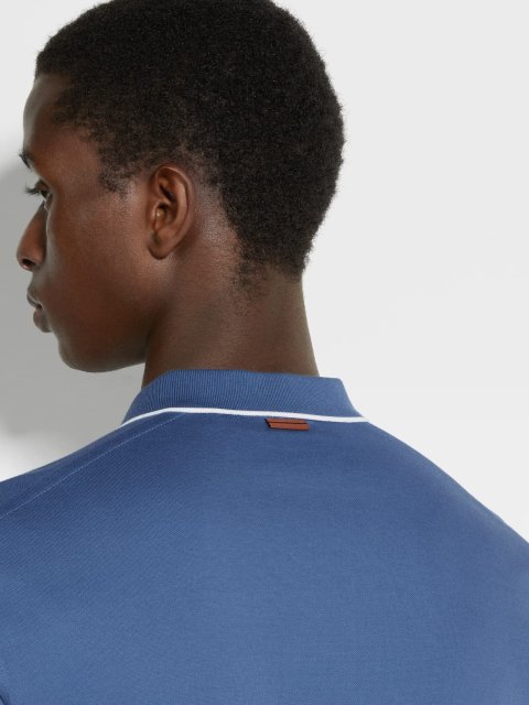 Синее поло ZEGNA с логотипом: фото 3 - Invogue