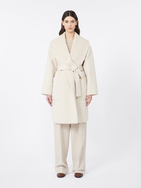 Кремове пальто MAX MARA з альпаки та вовни: фото 2 - Invogue