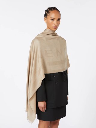 Бежевый шарф с жаккардовым узором Weekend Max Mara из шерсти: фото 1 - Invogue