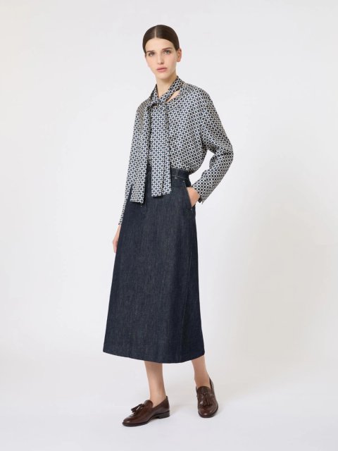 Темно-синяя юбка MAX MARA из смеси хлопка: фото 1 - Invogue