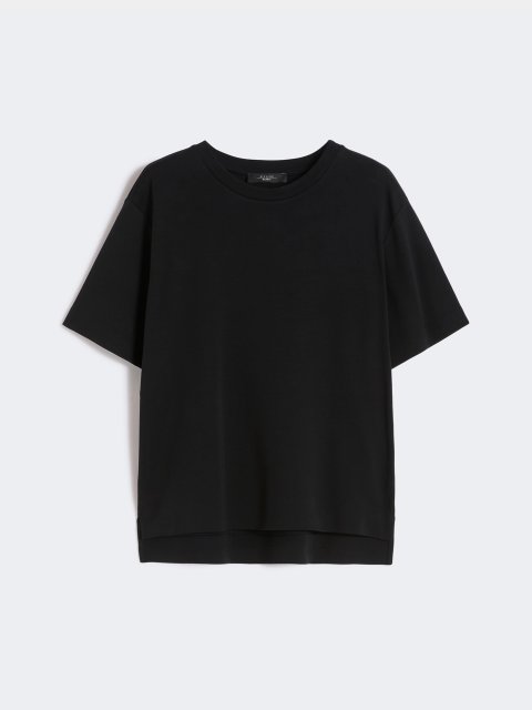 Черная футболка Weekend Max Mara из хлопка свободного кроя: фото - Invogue