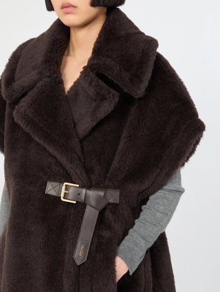 Коричневый кейп Max Mara из альпаки и шерсти: фото 4 - Invogue