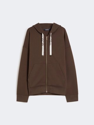Шоколадное худи MAX MARA из смеси хлопка: фото - Invogue