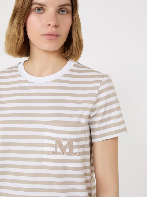Бежева футболка в смужку Max Mara з бавовни: фото 4 - Invogue