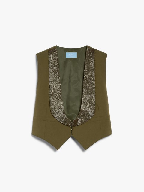 Жилет цвета хаки WEEKEND MAX MARA укороченный: фото - Invogue