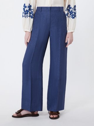 Темно-сині брюки зі стрілками Weekend Max Mara з льону: фото 2 - Invogue