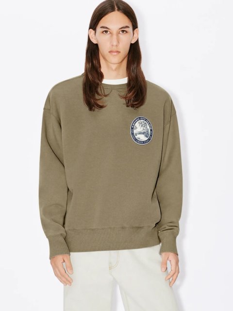 Серо-коричневый свитер KENZO из хлопка с длинным рукавом: фото 1 - Invogue