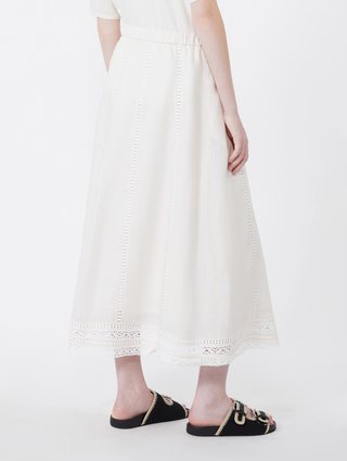 Кремовая юбка миди Weekend Max Mara из льна: фото 3 - Invogue