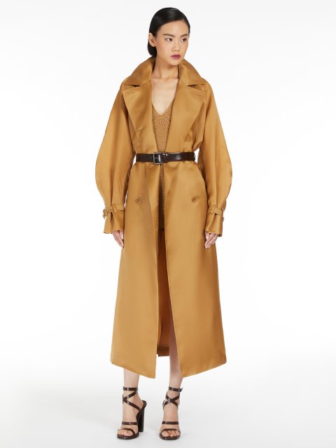 Коричневий плащ MAX MARA з шовку: фото 5 - Invogue