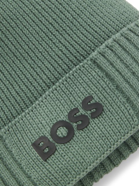 Зелена шапка BOSS з бавовни та вовни: фото 2 - Invogue