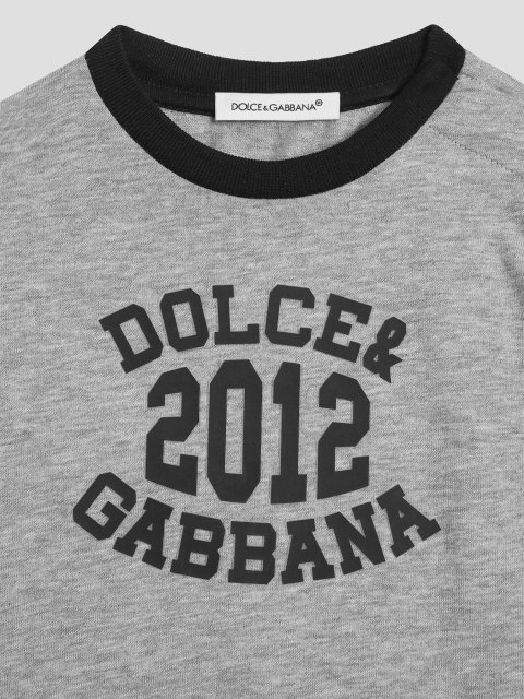 Сіра футболка DOLCE&GABBANA KIDS з логотипом: фото 2 - Invogue
