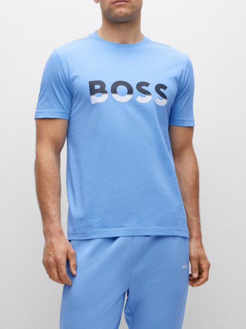 Голубая футболка BOSS: фото 1 - Invogue
