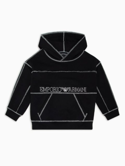 Чорне худі EMPORIO ARMANI з контрастним логотипом: фото - Invogue