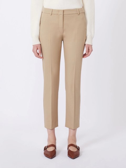 Темно-бежевые брюки WEEKEND MAX MARA из эластичного хлопка: фото 2 - Invogue