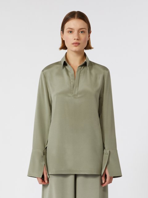 Зелена блуза MAX MARA з еластичного шовку: фото 2 - Invogue
