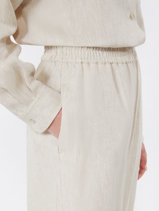 Кремовые укороченные брюки Weekend Max Mara из льна: фото 4 - Invogue