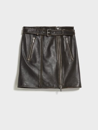 Чёрная юбка кожа WEEKEND MAX MARA: фото - Invogue