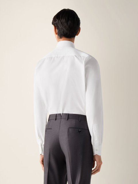 Біла сорочка у тонку смужку Zegna з бавовни: фото 2 - Invogue