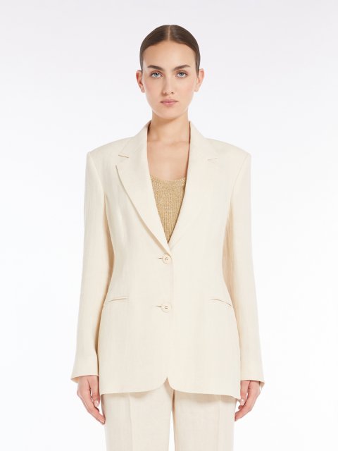 Бежевий жакет Max Mara з льону: фото 2 - Invogue