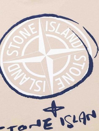 Бежева футболка Stone Island з бавовни: фото 2 - Invogue