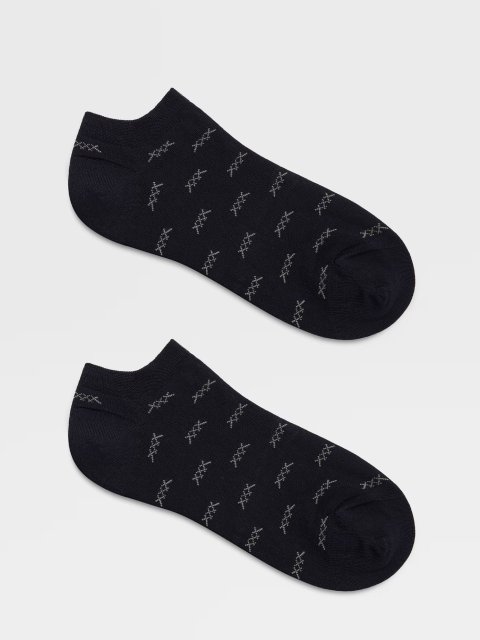 Темно-синие спортивные носки Zegna укороченного кроя в принт: фото 1 - Invogue