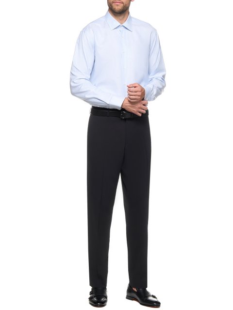 Голубая рубашка BOSS из натурального хлопка: фото 3 - Invogue