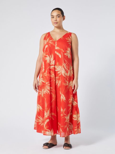 Красное платье Marina Rinaldi хлопковое: фото 1 - Invogue