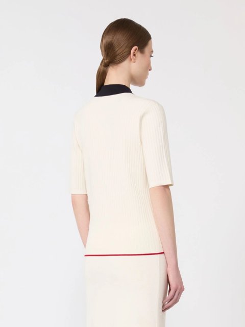 Белое поло MAX MARA из смеси вискозы: фото 3 - Invogue