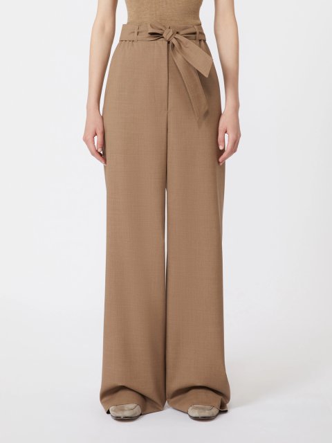 Светло-коричневые брюки MAX MARA из эластичной шерсти: фото 2 - Invogue