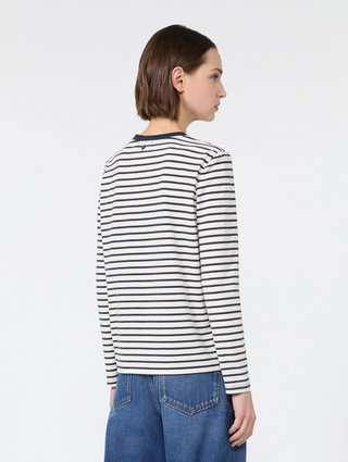 Белая футболка Weekend Max Mara в полоску из хлопка и эластана: фото 3 - Invogue
