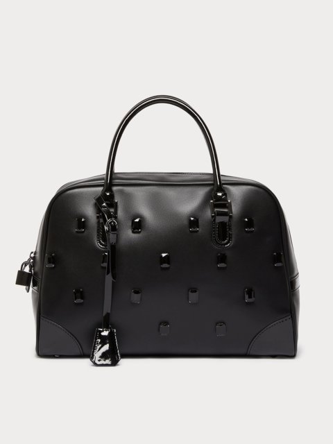 Чорна сумка MARINA RINALDI з деталями з лакованої шкіри: фото - Invogue