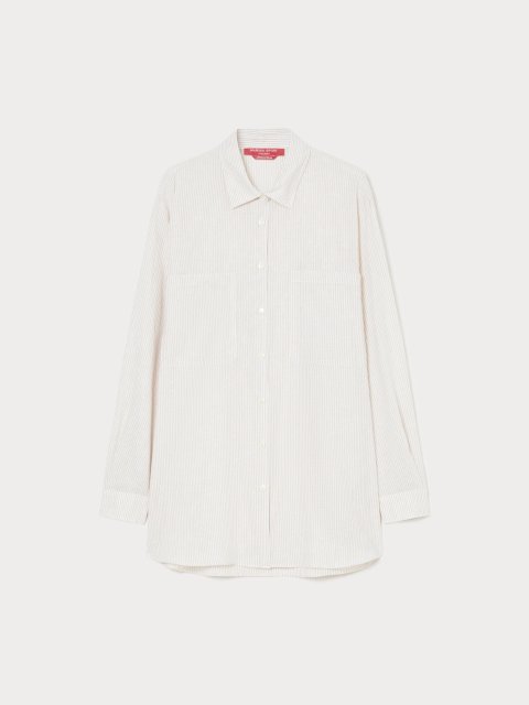 Сорочка у смужку Marina Rinaldi з бавовни та льону: фото - Invogue