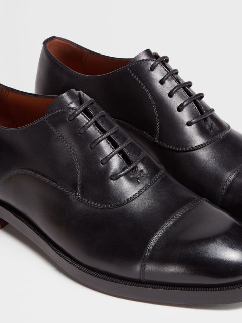 Чорні оксфорди ZEGNA з полірованої вручну шкіри: фото 4 - Invogue