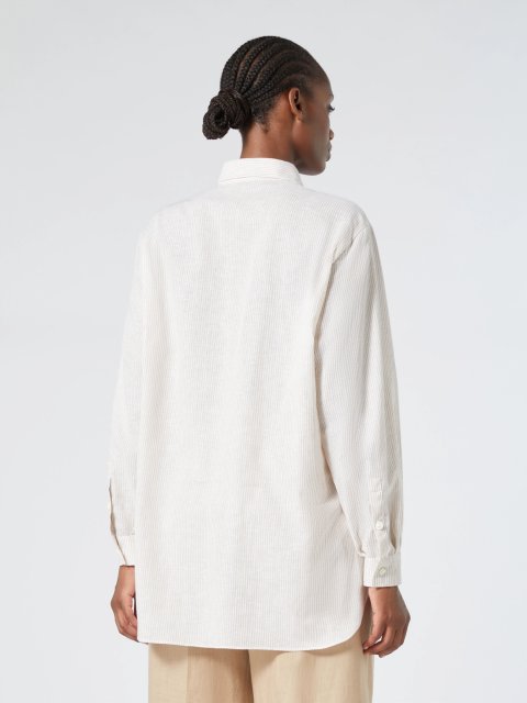 Сорочка у смужку Marina Rinaldi з бавовни та льону: фото 2 - Invogue