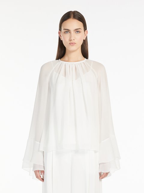 Біла блуза Max Mara з жоржету: фото 2 - Invogue