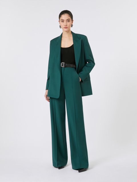Темно-зелені брюки MAX MARA з чистої вовни: фото 1 - Invogue