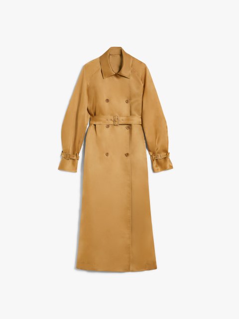 Коричневий плащ MAX MARA з шовку: фото - Invogue