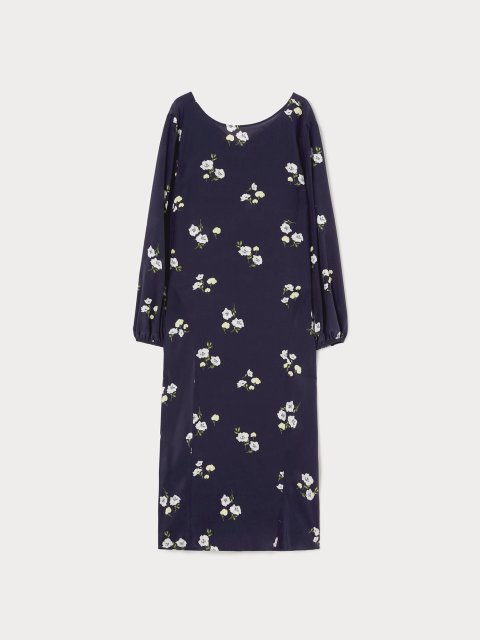 Темно-синее платье Marina Rinaldi с цветочным пинтом: фото - Invogue