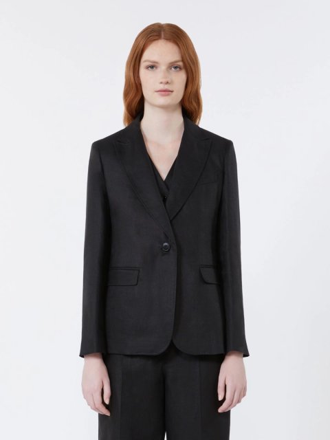 Чорний жакет Weekend Max Mara з льону: фото 2 - Invogue