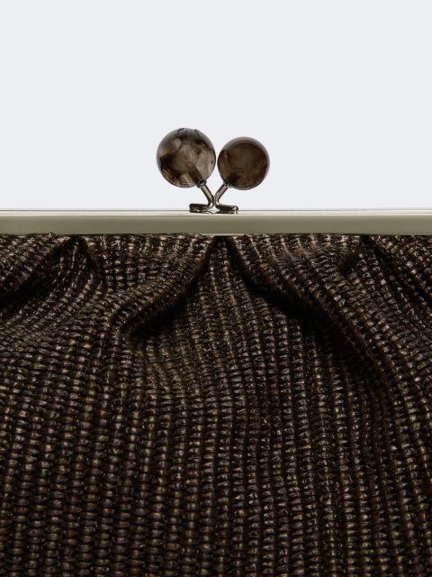 Темно-коричнева сумка Pasticcino Weekend Accessories з ефектом рафії: фото 3 - Invogue