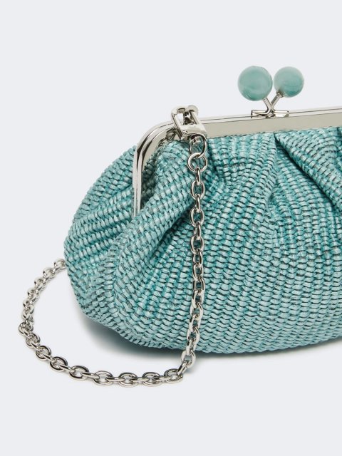 Блакитна сумка Pasticcino Weekend Accessories з ефектом рафії: фото 3 - Invogue