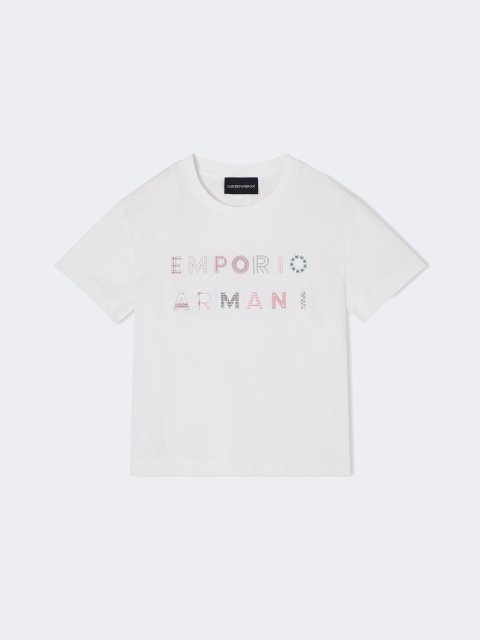 Футболка з бавовняного джерсі Emporio Armani Kids: фото - Invogue