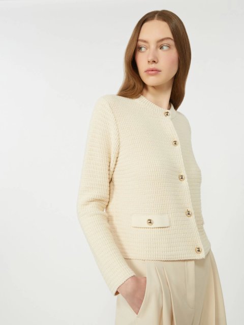 Кремовий кардиган WEEKEND MAX MARA з суміші бавовни: фото 4 - Invogue