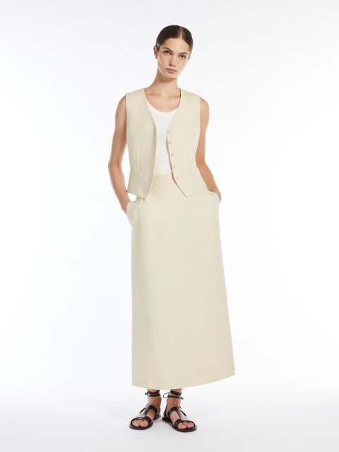 Молочная юбка Weekend Max Mara из вискозы и льна: фото 1 - Invogue