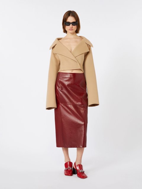 Бордова спідниця SPORTMAX зі шкіри наппа: фото 1 - Invogue