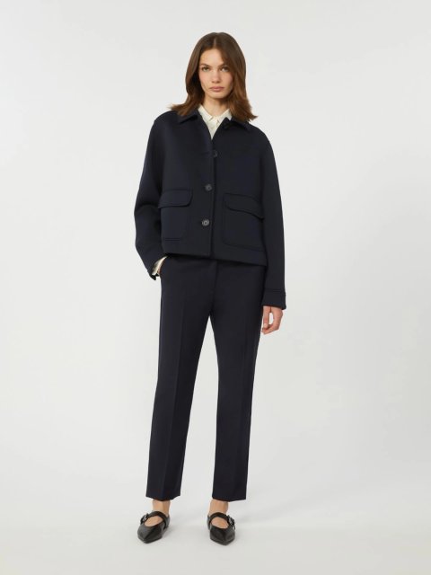 Темно-синие брюки WEEKEND MAX MARA из чистой эластичной шерсти: фото 1 - Invogue