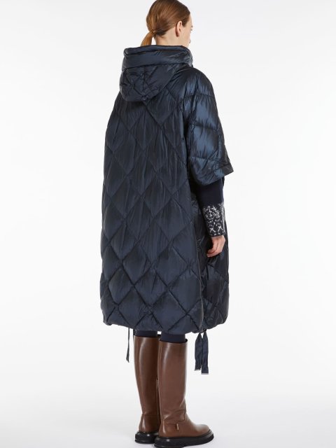 Темно-синее пончо MAX MARA с капюшоном: фото 2 - Invogue