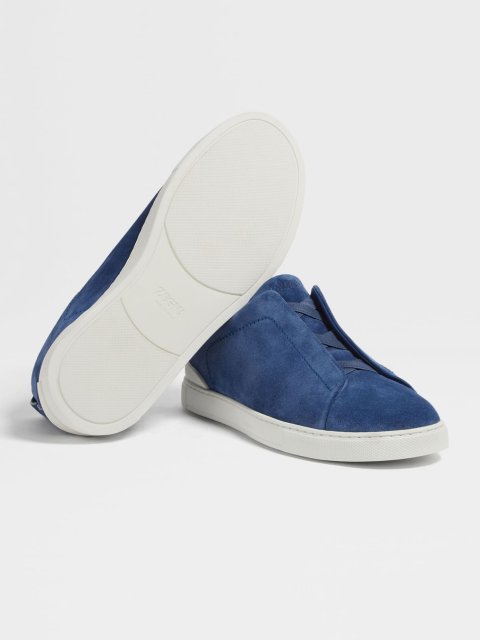 Синие замшевые кеды ZEGNA Triple Stitch™: фото 1 - Invogue