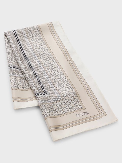 Бежевый шарф BOSS из шелковой саржи: фото 3 - Invogue